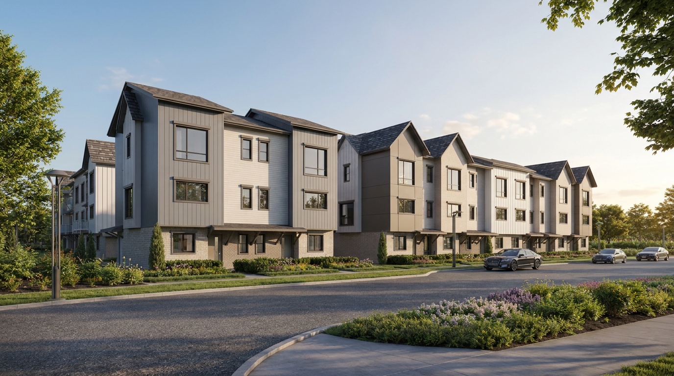Daytime Antares townhome streetscape